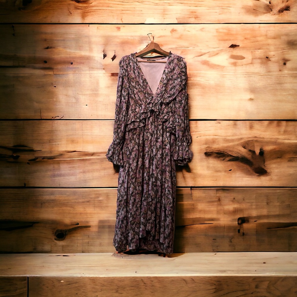Nasty Gal Purple Floral Midi Dress